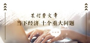某付费文章《当下经济 十个重大问题》覆盖了大家关心的全部经济类话题-网创资源站