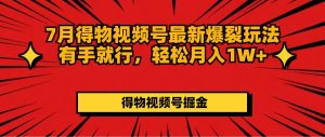 （11816期）7月得物视频号最新爆裂玩法有手就行，轻松月入1W+-网创资源站