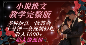 小说推文教学完整版 多种玩法一次教会 十分钟一条视频轻松收入1000+ 超大资源包-网创资源站