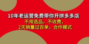 （11853期）拼多多 最新合作开店日收4000+两天销量过百单，无学费、老运营代操作、…-网创资源站