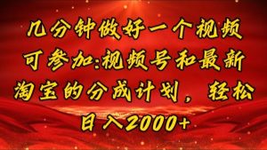 （11835期）几分钟一个视频，可在视频号，淘宝同时获取收益，新手小白轻松日入2000…-网创资源站