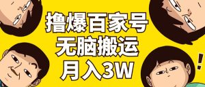 （11884期）撸爆百家号3.0，无脑搬运，无需剪辑，有手就会，一个月狂撸3万-网创资源站