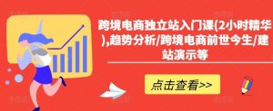 跨境电商独立站入门课(2小时精华),趋势分析/跨境电商前世今生/建站演示等-网创资源站