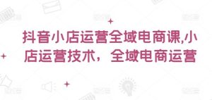 抖音小店运营全域电商课，​小店运营技术，全域电商运营-网创资源站