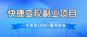 （11932期）快捷变现的副业项目，一天变现1000+，各平台最火赛道，看完就会-网创资源站