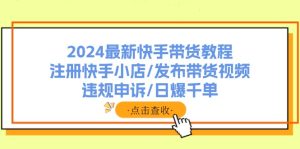 （11938期）2024最新快手带货教程：注册快手小店/发布带货视频/违规申诉/日爆千单-网创资源站