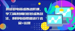 拼多多电商虚拟进阶课，学习高利润的多多虚拟玩法，利用电商思维进行选品+运营-网创资源站