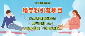 小红书婚恋粉引流，不用开直播！不用拍视频！不用做交付-网创资源站