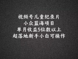 2024蓝海项目视频号儿童纪录片科普，单月收益5位数以上，新手小白可操作-网创资源站