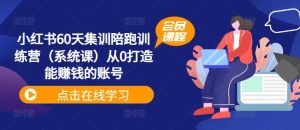 小红书60天集训陪跑训练营（系统课）从0打造能赚钱的账号-网创资源站