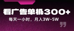 （12142期）蓝海项目，看广告单机300+，每天一个小时，月入3W~5W-网创资源站