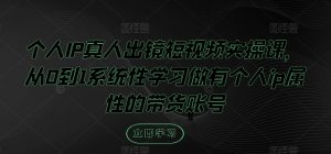 个人IP真人出镜短视频实操课，从0到1系统性学习做有个人ip属性的带货账号-网创资源站