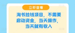 淘书捡钱项目，不需要启动资金，当天操作，当天就有收入-网创资源站
