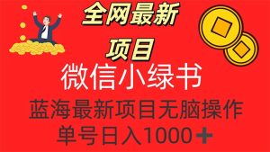 （12163期）全网最新项目，微信小绿书，做第一批吃肉的人，一天十几分钟，无脑单号…-网创资源站