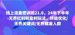 线上流量密训班21.0，24年下半年-无界红利和盈利玩法，终极优化/无界关键词/无界精准人群-网创资源站