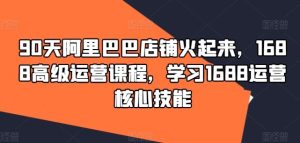 90天阿里巴巴店铺火起来，1688高级运营课程，学习1688运营核心技能-网创资源站
