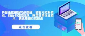 抖音小店最新实战课程，体验分拉升技术，商品卡引流技术，投流效果优化技术，精选联盟引流技术-网创资源站