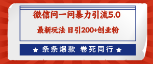 （12240期）微信问一问最新引流5.0，日稳定引流200+创业粉，加爆微信，卷死同行-网创资源站
