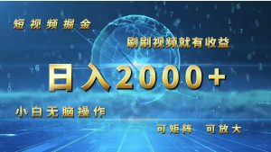 （12347期）短视频掘金，刷刷视频就有收益.小白无脑操作，日入2000+-网创资源站