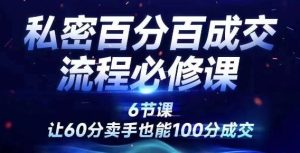 私密百分百成交流程线上训练营，绝对成交，让60分卖手也能100分成交-网创资源站