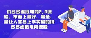 拼多多虚拟电商2.0项目，市面上最好，最全，最让人容易上手实操的拼多多虚拟电商课程-网创资源站