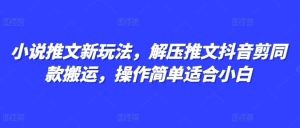 小说推文新玩法，解压推文抖音剪同款搬运，操作简单适合小白-网创资源站