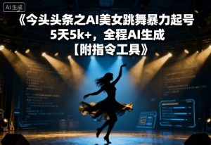 今日头条之AI美女跳舞暴力起号，5天1k+，全程AI生成【附指令工具】-网创资源站