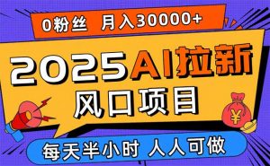 2025AI拉新风口项目，0粉0基础月入30000+新手小白轻松学会-网创资源站