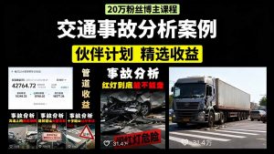 交通事故分析案例短视频，剪辑技巧+文案模板+配音教学+快速起号 月收益2w+-网创资源站