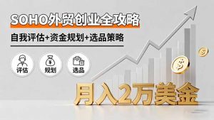SOHO外贸创业全攻略，自我评估+资金规划+选品策略，月入2万美金-网创资源站
