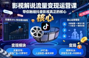 影视解说流量变现运营课，带你触碰抖音影视真正的核心-网创资源站