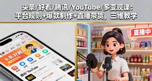 头条/好看/腾讯/YouTube/多变现课：平台规则+爆款制作+直播带货，三维教学-网创资源站