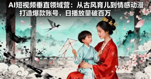 AI短视频垂直领域营：从古风育儿到情感动漫，打造爆款账号,日播放量破百万-网创资源站