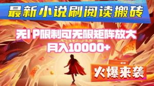 小说阅读搬砖单机每天收益200-400+ 无IP限制可无限矩阵放大 —-网创资源站