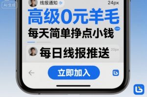 高级0元羊毛线报社群项目，每天简单挣点小钱-网创资源站