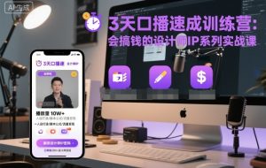3天口播速成训练营，会搞钱的设计师IP系列实战课-网创资源站
