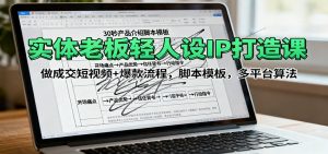 实体老板轻人设IP打造课：做成交短视频+爆款流程，脚本模板，多平台算法-网创资源站