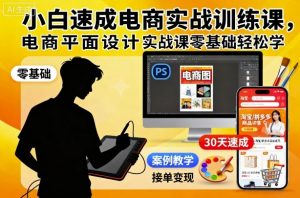 小白速成电商实战训练课，电商平面设计实战课零基础轻松学-网创资源站