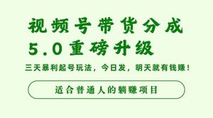 视频号带货分成5.0重磅升级，三天暴利起号玩法，今日发，明天就有钱赚…-网创资源站