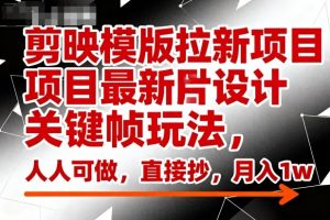 剪映模版拉新项目最新图片设计关键帧玩法，人人可做，直接抄，月入1w+-网创资源站