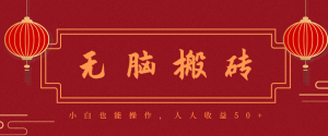 零成本零门槛无脑搬砖项目，新手也能日收益50+，可批量操作赚更多-网创资源站