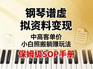 小红书钢琴谱虚拟资料变现，中高客单价，小白照搬的“躺賺”玩法【保姆级SOP手册】-网创资源站