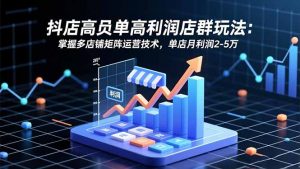 抖店高客单高利润店群玩法：掌握多店铺矩阵运营技术，单店月利润2-5万-网创资源站