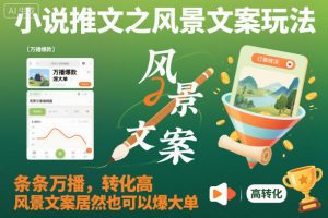 小说推文之风景文案玩法，条条万播，转化高，风景文案居然也可以爆大单！-网创资源站