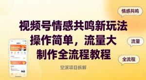 视频号情感共鸣新玩法，操作简单，流量大，制作全流程教程-网创资源站