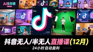 抖音无人/半无人直播课(12月-网创资源站