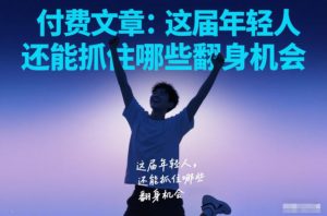付费文章：这届年轻人，还能抓住哪些翻身机会-网创资源站
