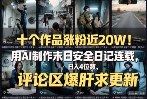 十个作品涨粉近20W！用AI制作末日安全日记连载，日入4位数，评论区爆肝求更新(附详细步骤)-网创资源站