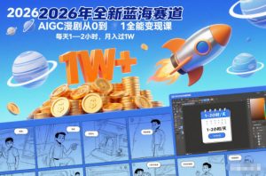 2026年全新蓝海赛道AIGC漫剧从0到1全能变现课，每天1—2小时，月入过1W-网创资源站