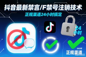抖音最新禁言/F禁号注销技术，正规渠道24小时搞定-网创资源站
